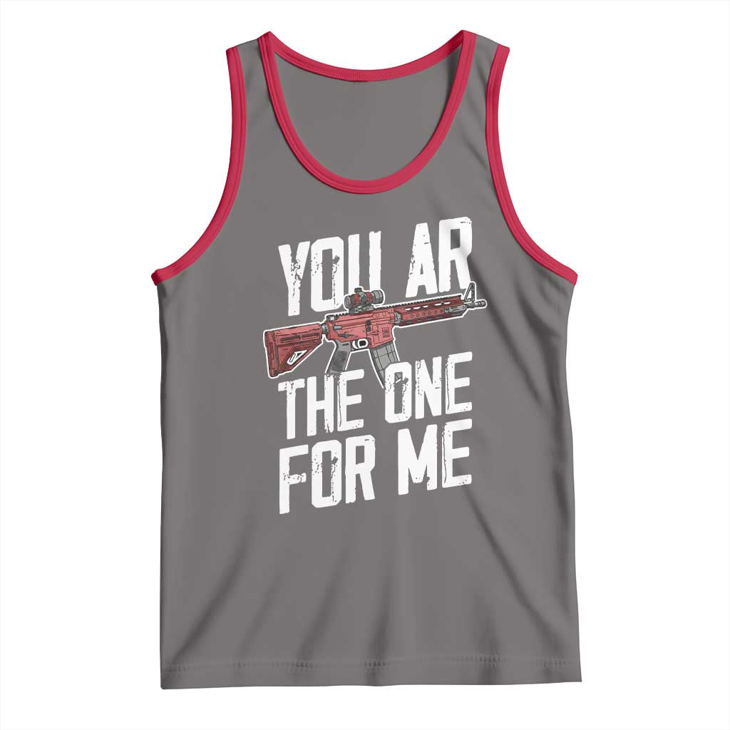 Funny Gun Lover Valentine Pun Tank Top You AR the One for Me Tactical Romance TS02 Deep Heather Red Print Your Wear