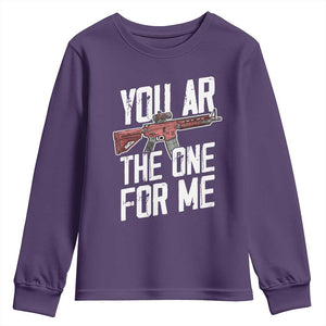 Funny Gun Lover Valentine Pun Youth Sweatshirt You AR the One for Me Tactical Romance TS02 Purple Print Your Wear