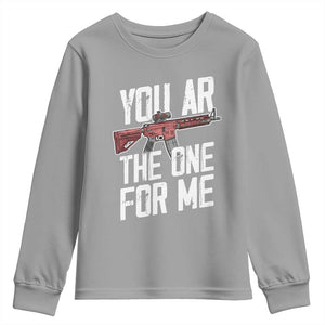Funny Gun Lover Valentine Pun Youth Sweatshirt You AR the One for Me Tactical Romance TS02 Sport Gray Print Your Wear