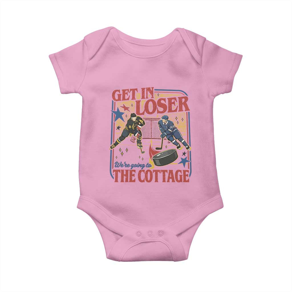 Get In Loser We’re Going To The Cottage Baby Onesie Hockey Romance LGBT Retro Summer Road Trip TS02 Light Pink Print Your Wear