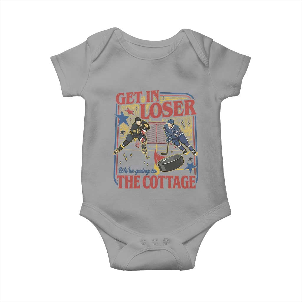 Get In Loser We’re Going To The Cottage Baby Onesie Hockey Romance LGBT Retro Summer Road Trip TS02 Sport Gray Print Your Wear