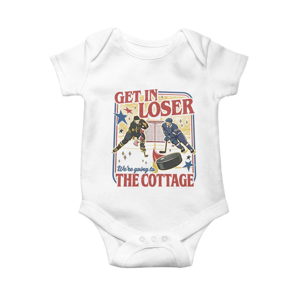 Get In Loser We’re Going To The Cottage Baby Onesie Hockey Romance LGBT Retro Summer Road Trip TS02 White Print Your Wear