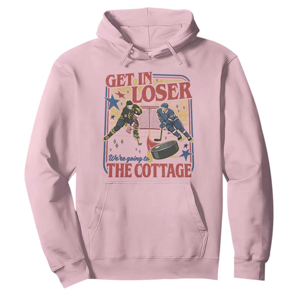 Get In Loser We’re Going To The Cottage Hoodie Hockey Romance LGBT Retro Summer Road Trip TS02 Light Pink Print Your Wear