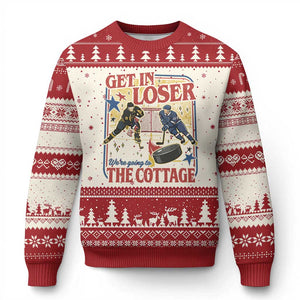 Get In Loser We’re Going To The Cottage Ugly Christmas Sweater Hockey Romance LGBT Retro Summer Road Trip TS02 Beige Red Print Your Wear