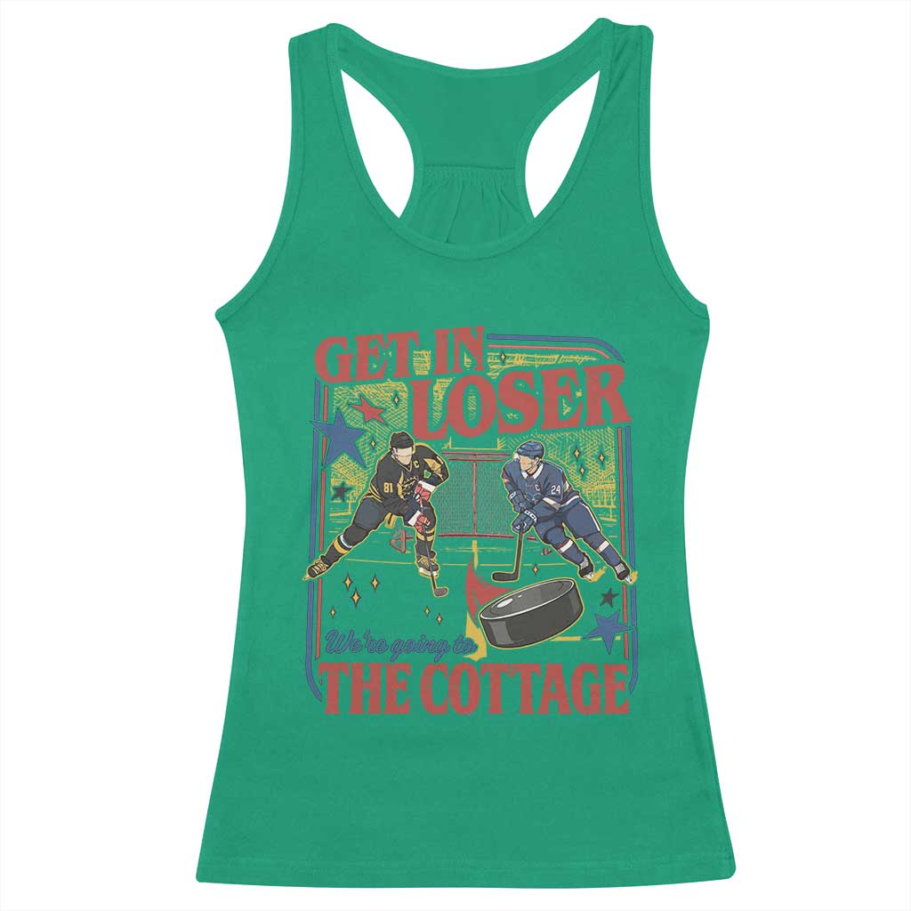 Get In Loser We’re Going To The Cottage Racerback Tank Top Hockey Romance LGBT Retro Summer Road Trip TS02 Irish Green Print Your Wear