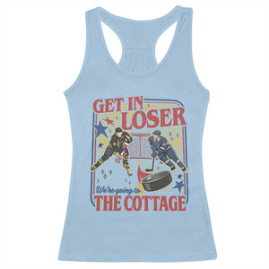 Get In Loser We’re Going To The Cottage Racerback Tank Top Hockey Romance LGBT Retro Summer Road Trip TS02 Light Blue Print Your Wear