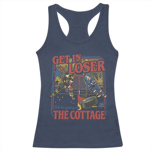 Get In Loser We’re Going To The Cottage Racerback Tank Top Hockey Romance LGBT Retro Summer Road Trip TS02 Navy Print Your Wear