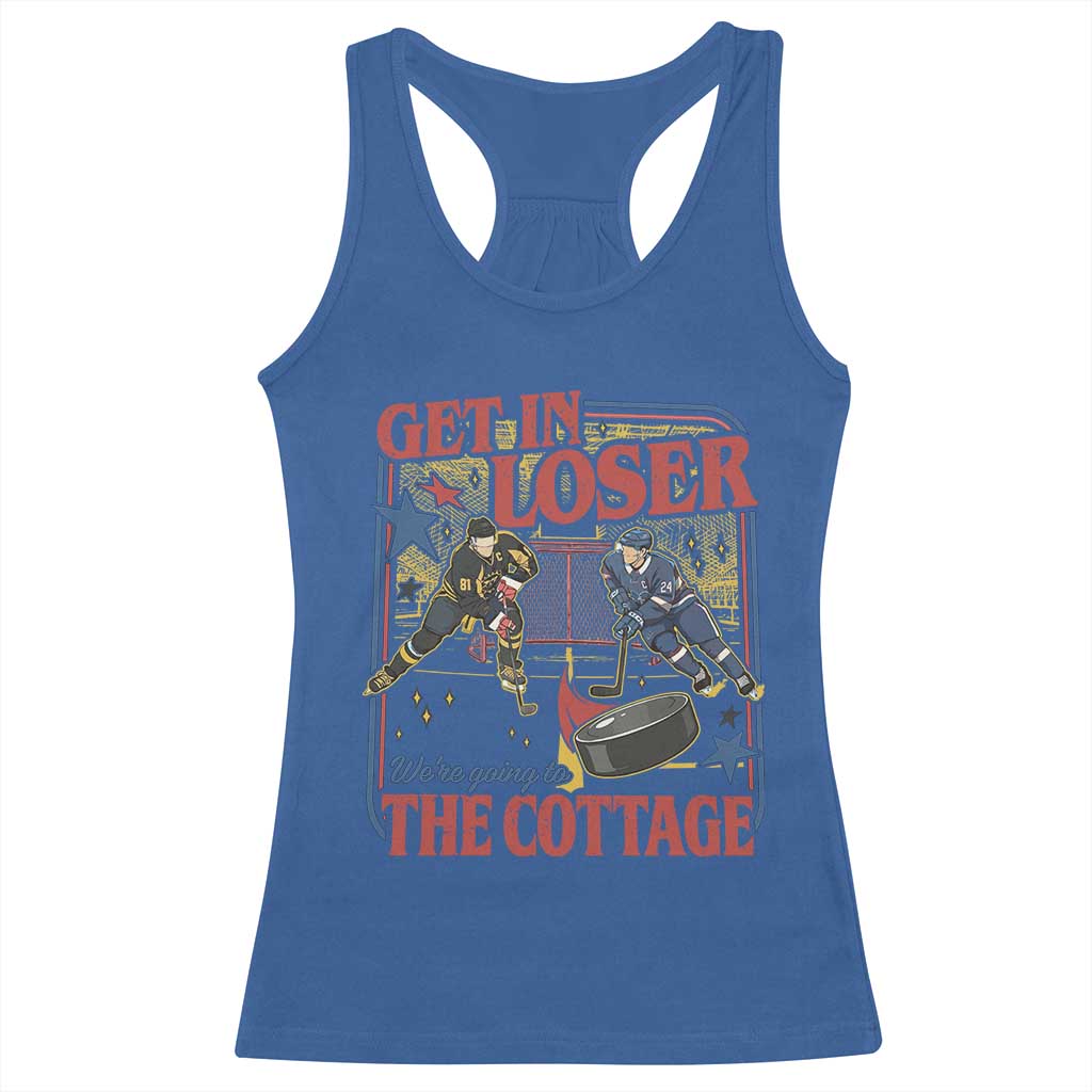 Get In Loser We’re Going To The Cottage Racerback Tank Top Hockey Romance LGBT Retro Summer Road Trip TS02 Royal Blue Print Your Wear