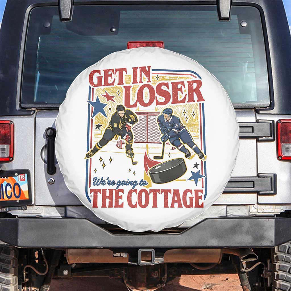 Get In Loser We’re Going To The Cottage Spare Tire Cover Hockey Romance LGBT Retro Summer Road Trip TS02 No hole White Print Your Wear