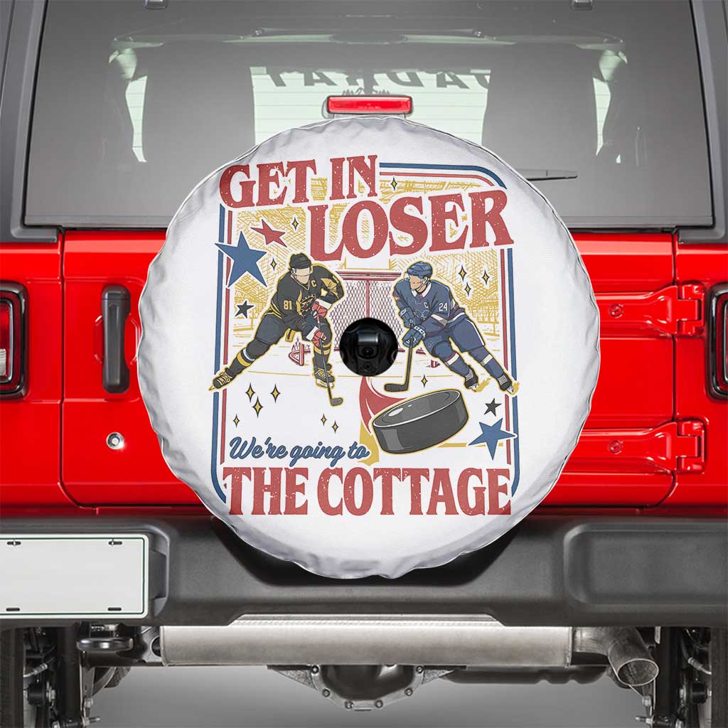 Get In Loser We’re Going To The Cottage Spare Tire Cover Hockey Romance LGBT Retro Summer Road Trip TS02 White Print Your Wear