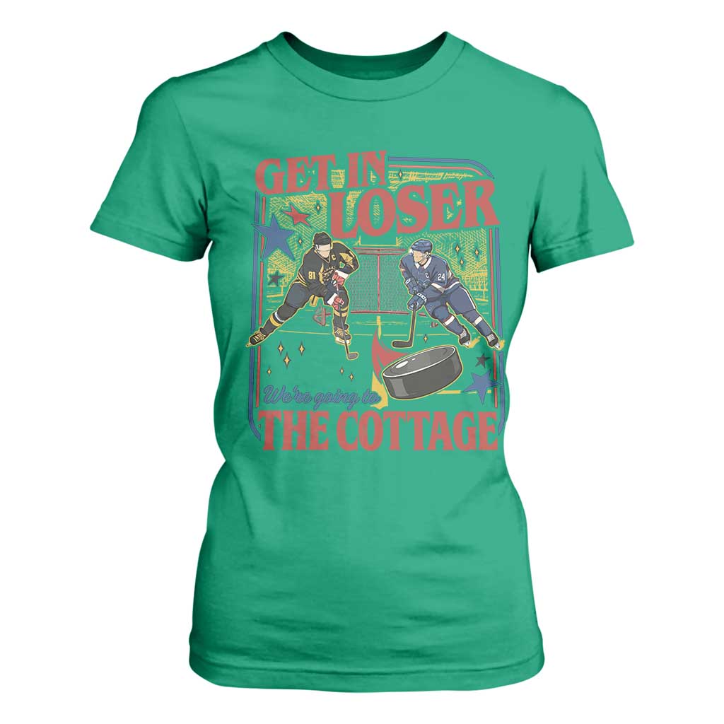 Get In Loser We’re Going To The Cottage T Shirt For Women Hockey Romance LGBT Retro Summer Road Trip TS02 Irish Green Print Your Wear