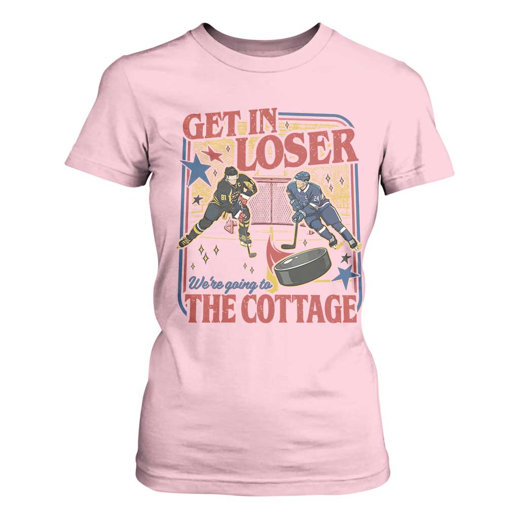 Get In Loser We’re Going To The Cottage T Shirt For Women Hockey Romance LGBT Retro Summer Road Trip TS02 Light Pink Print Your Wear