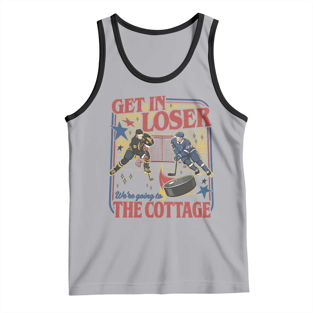 Get In Loser We’re Going To The Cottage Tank Top Hockey Romance LGBT Retro Summer Road Trip TS02 Athletic Heather Black Print Your Wear