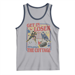 Get In Loser We’re Going To The Cottage Tank Top Hockey Romance LGBT Retro Summer Road Trip TS02 Athletic Heather Navy Print Your Wear