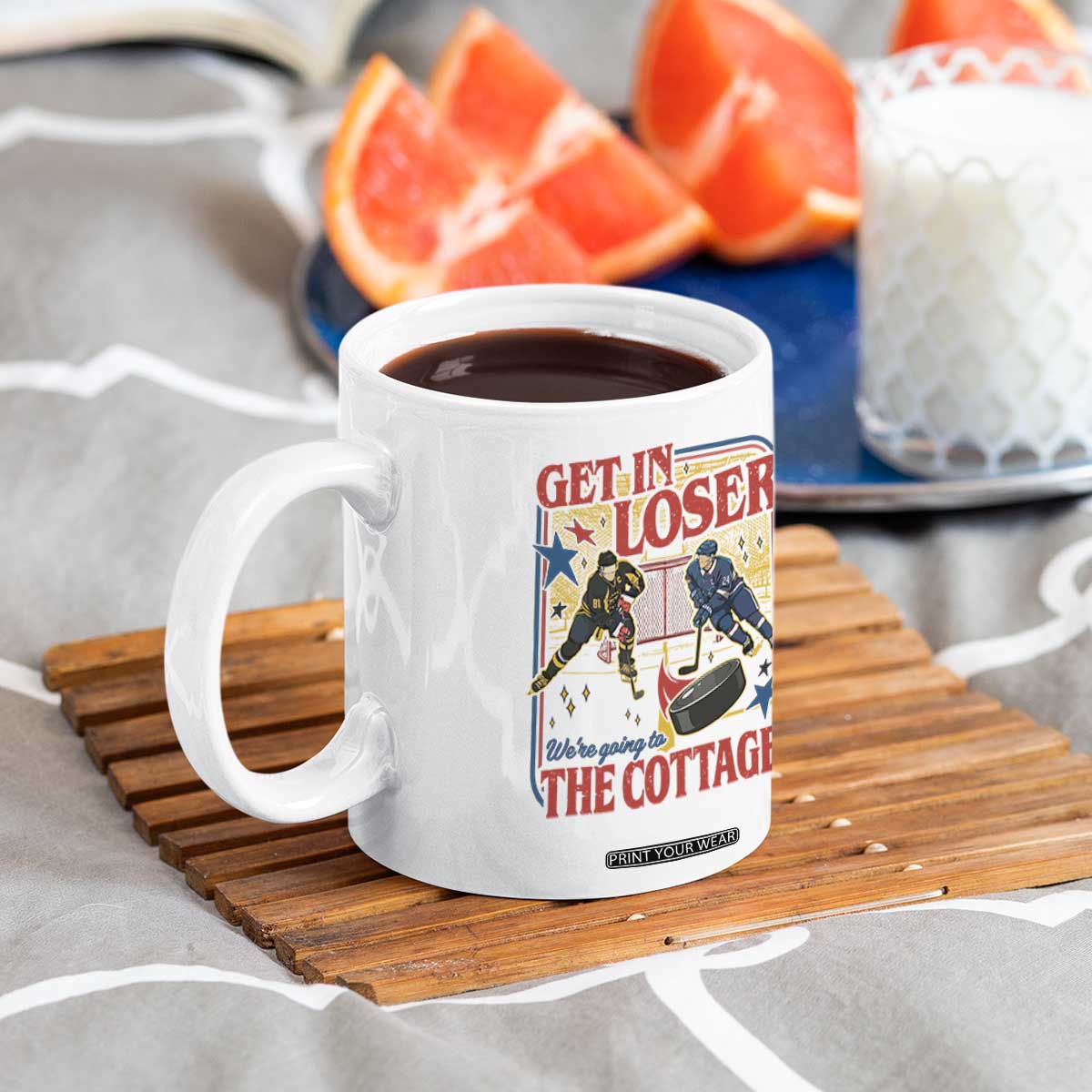 Get In Loser We’re Going To The Cottage Coffee Mug Hockey Romance LGBT Retro Summer Road Trip TS02 Print Your Wear