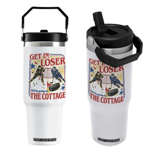 Get In Loser We’re Going To The Cottage Flip Straw Tumbler Hockey Romance LGBT Retro Summer Road Trip TS02 One Size: 30 oz White Print Your Wear