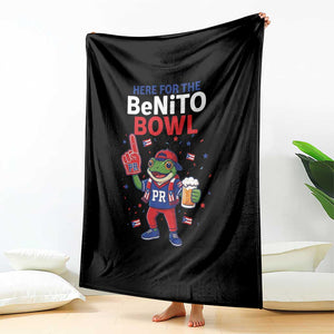 Funny Benito Bowl Puerto Rican Football Throw Blanket Coquí Frog Music Fan with Beer and Foam Finger TS02 Print Your Wear
