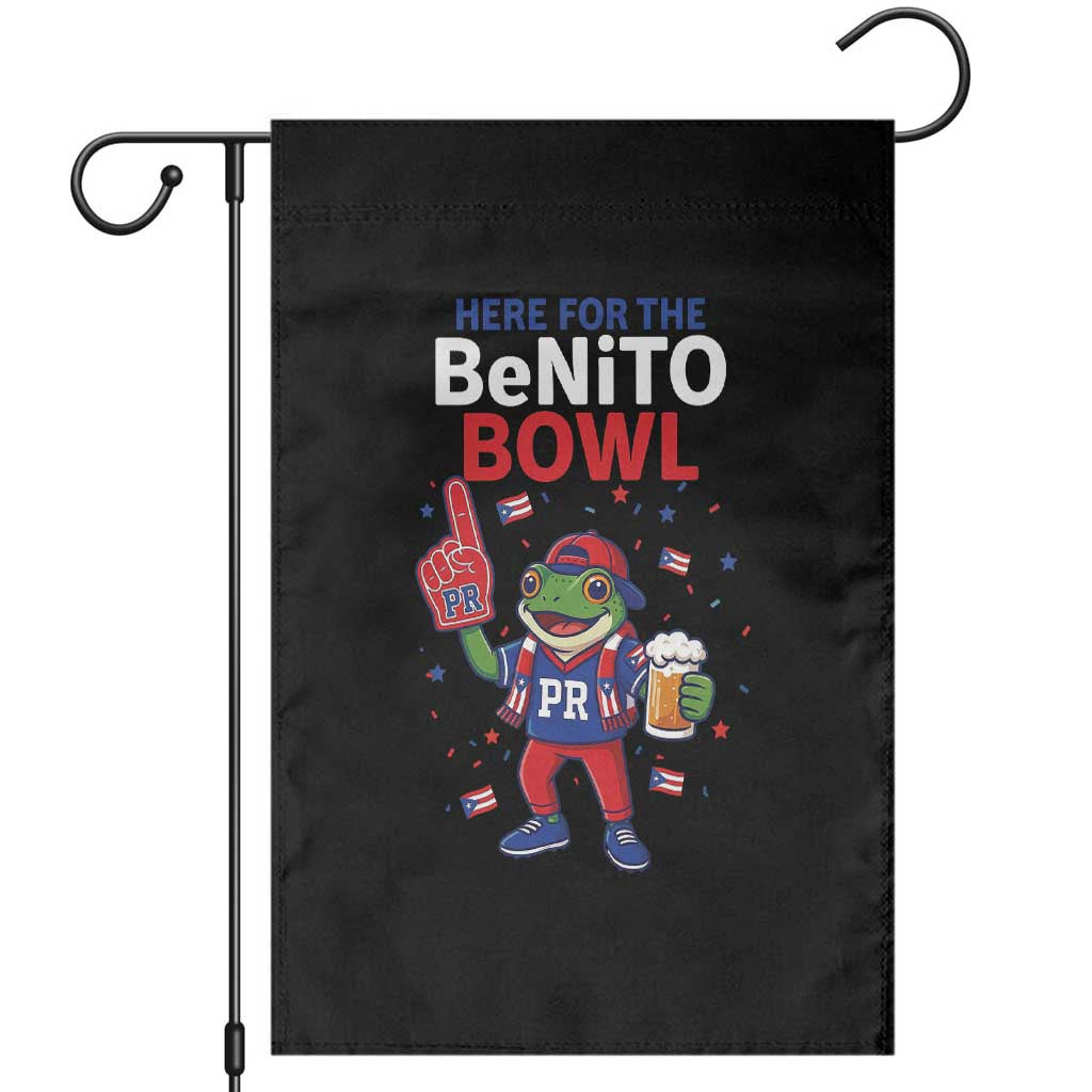 Funny Benito Bowl Puerto Rican Football Garden Flag Coquí Frog Music Fan with Beer and Foam Finger TS02 Black Print Your Wear