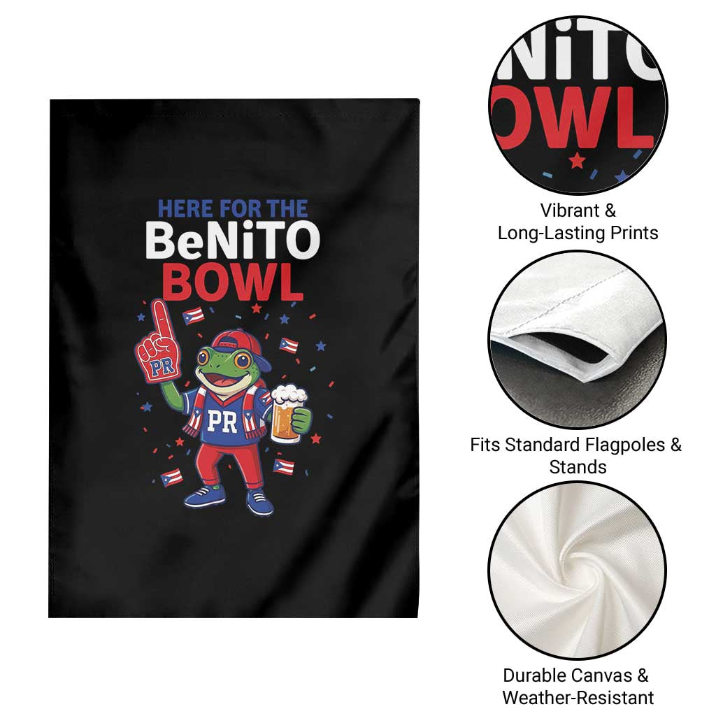 Funny Benito Bowl Puerto Rican Football Garden Flag Coquí Frog Music Fan with Beer and Foam Finger TS02 Print Your Wear