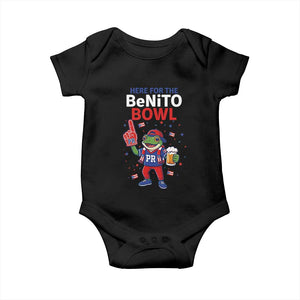 Funny Benito Bowl Puerto Rican Football Baby Onesie Coquí Frog Music Fan with Beer and Foam Finger TS02 Black Print Your Wear