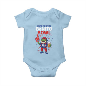 Funny Benito Bowl Puerto Rican Football Baby Onesie Coquí Frog Music Fan with Beer and Foam Finger TS02 Light Blue Print Your Wear