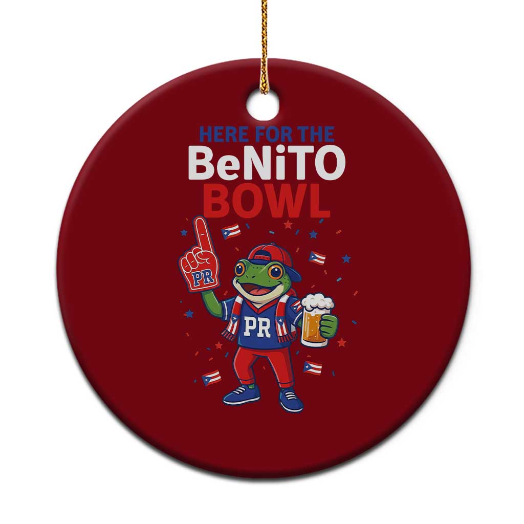 Funny Benito Bowl Puerto Rican Football Ceramic Ornament Coquí Frog Music Fan with Beer and Foam Finger TS02 1pc Red Print Your Wear
