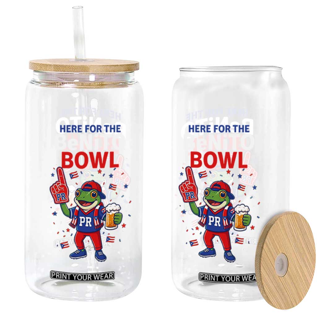 Funny Benito Bowl Puerto Rican Football Glass Can Coquí Frog Music Fan with Beer and Foam Finger TS02 Print Your Wear