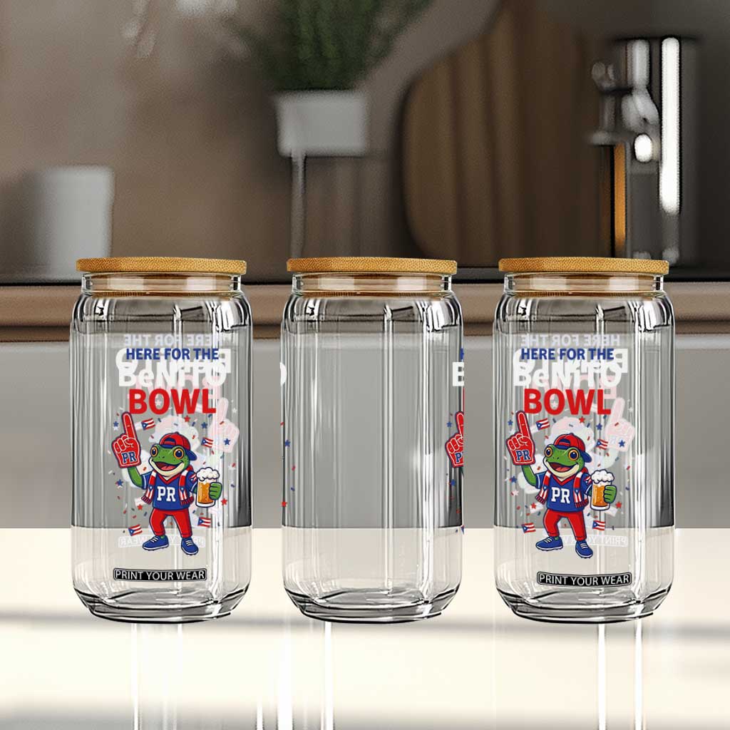 Funny Benito Bowl Puerto Rican Football Glass Can Coquí Frog Music Fan with Beer and Foam Finger TS02 Print Your Wear
