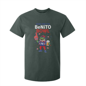 Funny Benito Bowl Puerto Rican Football T Shirt For Kid Coquí Frog Music Fan with Beer and Foam Finger TS02 Dark Forest Green Print Your Wear