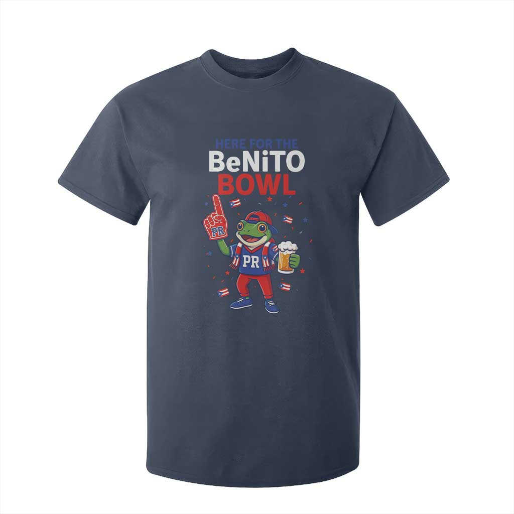 Funny Benito Bowl Puerto Rican Football T Shirt For Kid Coquí Frog Music Fan with Beer and Foam Finger TS02 Navy Print Your Wear