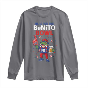 Funny Benito Bowl Puerto Rican Football Long Sleeve Shirt Coquí Frog Music Fan with Beer and Foam Finger TS02 Charcoal Print Your Wear