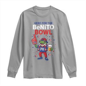 Funny Benito Bowl Puerto Rican Football Long Sleeve Shirt Coquí Frog Music Fan with Beer and Foam Finger TS02 Sport Gray Print Your Wear
