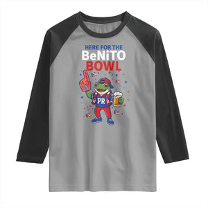 Funny Benito Bowl Puerto Rican Football Raglan Shirt Coquí Frog Music Fan with Beer and Foam Finger TS02 Sport Gray Black Print Your Wear