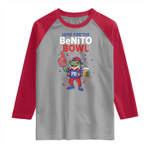 Funny Benito Bowl Puerto Rican Football Raglan Shirt Coquí Frog Music Fan with Beer and Foam Finger TS02 Sport Gray Red Print Your Wear
