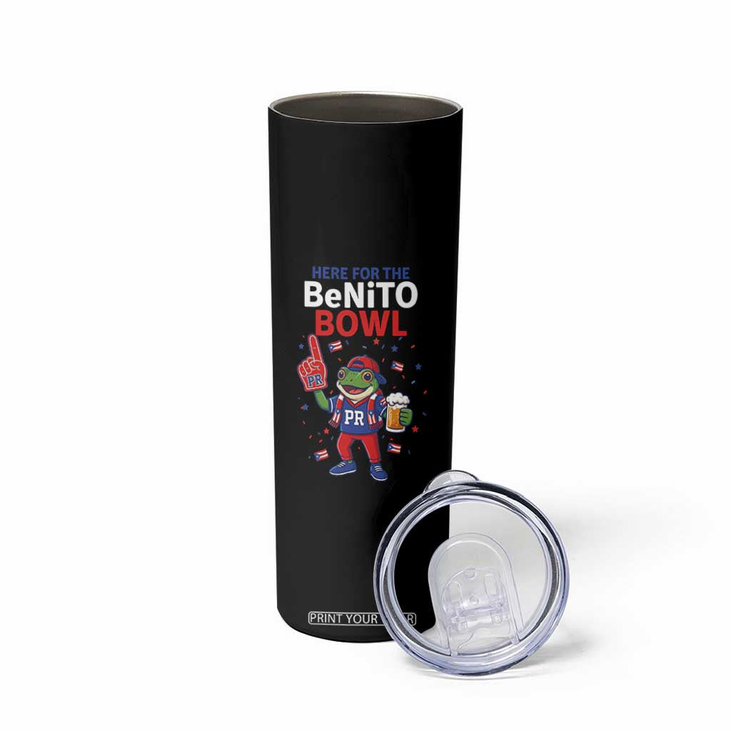 Funny Benito Bowl Puerto Rican Football Skinny Tumbler Coquí Frog Music Fan with Beer and Foam Finger TS02 Print Your Wear