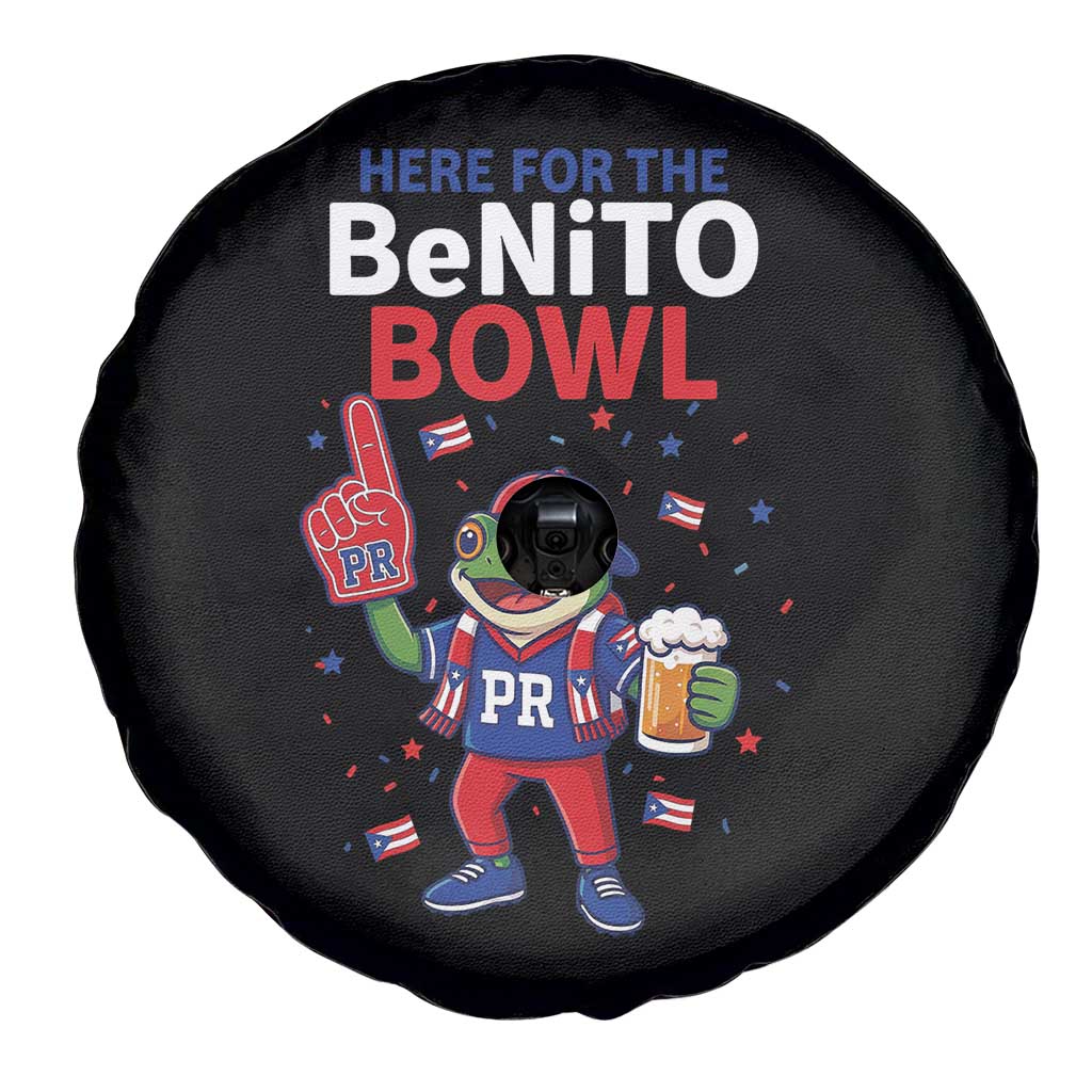 Funny Benito Bowl Puerto Rican Football Spare Tire Cover Coquí Frog Music Fan with Beer and Foam Finger TS02 Print Your Wear