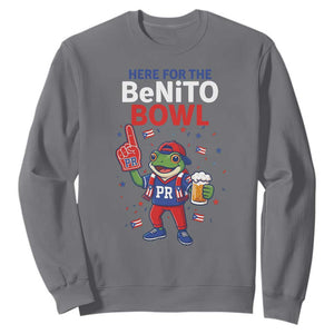 Funny Benito Bowl Puerto Rican Football Sweatshirt Coquí Frog Music Fan with Beer and Foam Finger TS02 Charcoal Print Your Wear