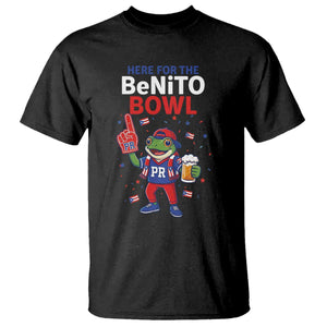Funny Benito Bowl Puerto Rican Football T Shirt Coquí Frog Music Fan with Beer and Foam Finger TS02 Black Print Your Wear