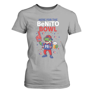 Funny Benito Bowl Puerto Rican Football T Shirt For Women Coquí Frog Music Fan with Beer and Foam Finger TS02 Sport Gray Print Your Wear