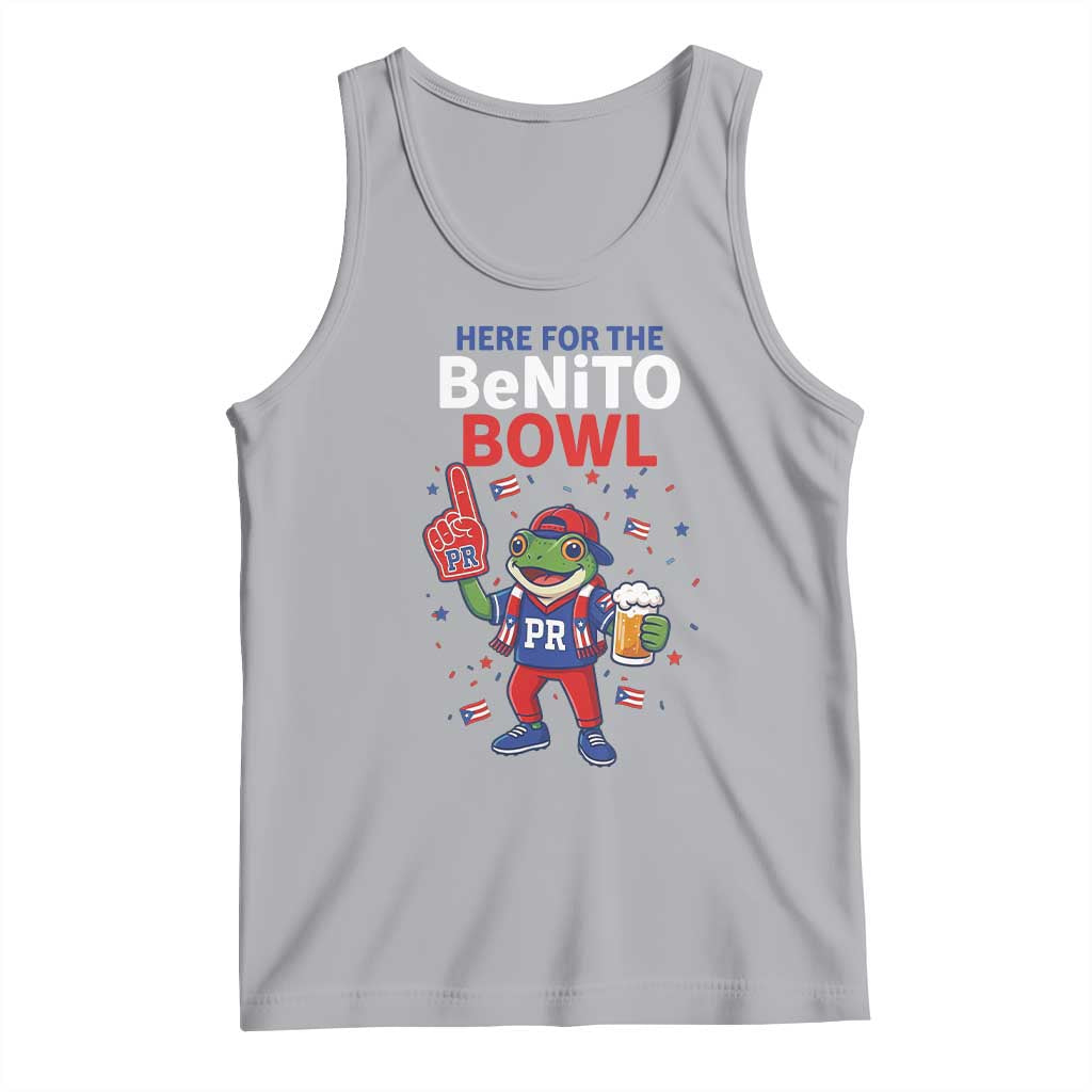 Funny Benito Bowl Puerto Rican Football Tank Top Coquí Frog Music Fan with Beer and Foam Finger TS02 Athletic Heather Print Your Wear
