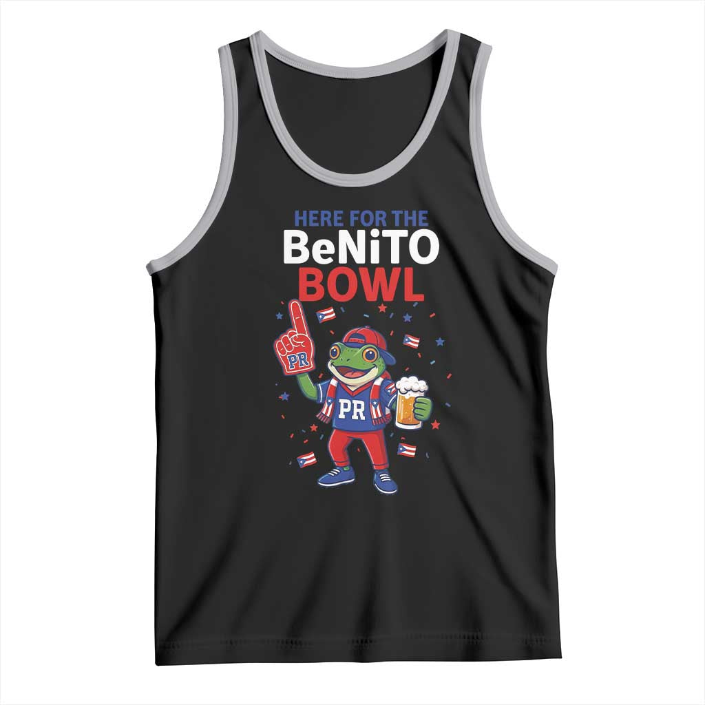 Funny Benito Bowl Puerto Rican Football Tank Top Coquí Frog Music Fan with Beer and Foam Finger TS02 Black Athletic Heather Print Your Wear