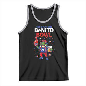 Funny Benito Bowl Puerto Rican Football Tank Top Coquí Frog Music Fan with Beer and Foam Finger TS02 Black Athletic Heather Print Your Wear