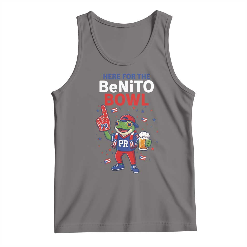 Funny Benito Bowl Puerto Rican Football Tank Top Coquí Frog Music Fan with Beer and Foam Finger TS02 Deep Heather Print Your Wear