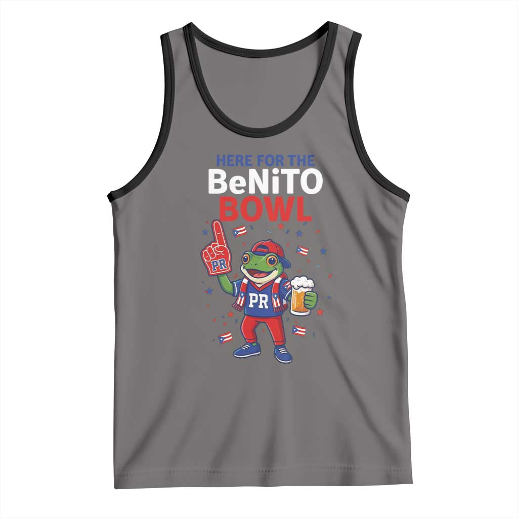 Funny Benito Bowl Puerto Rican Football Tank Top Coquí Frog Music Fan with Beer and Foam Finger TS02 Deep Heather Black Print Your Wear