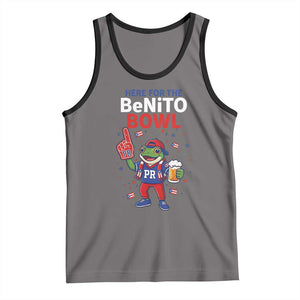 Funny Benito Bowl Puerto Rican Football Tank Top Coquí Frog Music Fan with Beer and Foam Finger TS02 Deep Heather Black Print Your Wear