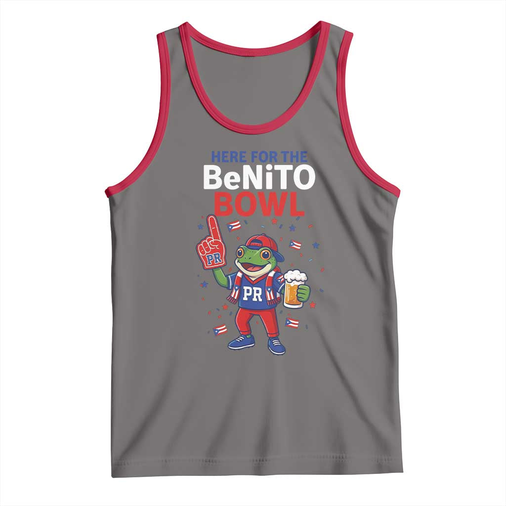 Funny Benito Bowl Puerto Rican Football Tank Top Coquí Frog Music Fan with Beer and Foam Finger TS02 Deep Heather Red Print Your Wear