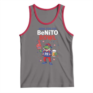 Funny Benito Bowl Puerto Rican Football Tank Top Coquí Frog Music Fan with Beer and Foam Finger TS02 Deep Heather Red Print Your Wear