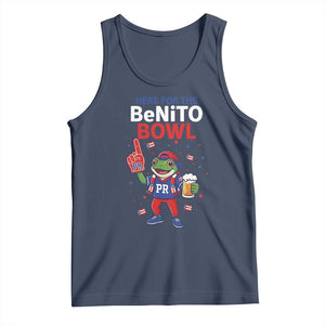 Funny Benito Bowl Puerto Rican Football Tank Top Coquí Frog Music Fan with Beer and Foam Finger TS02 Navy Print Your Wear
