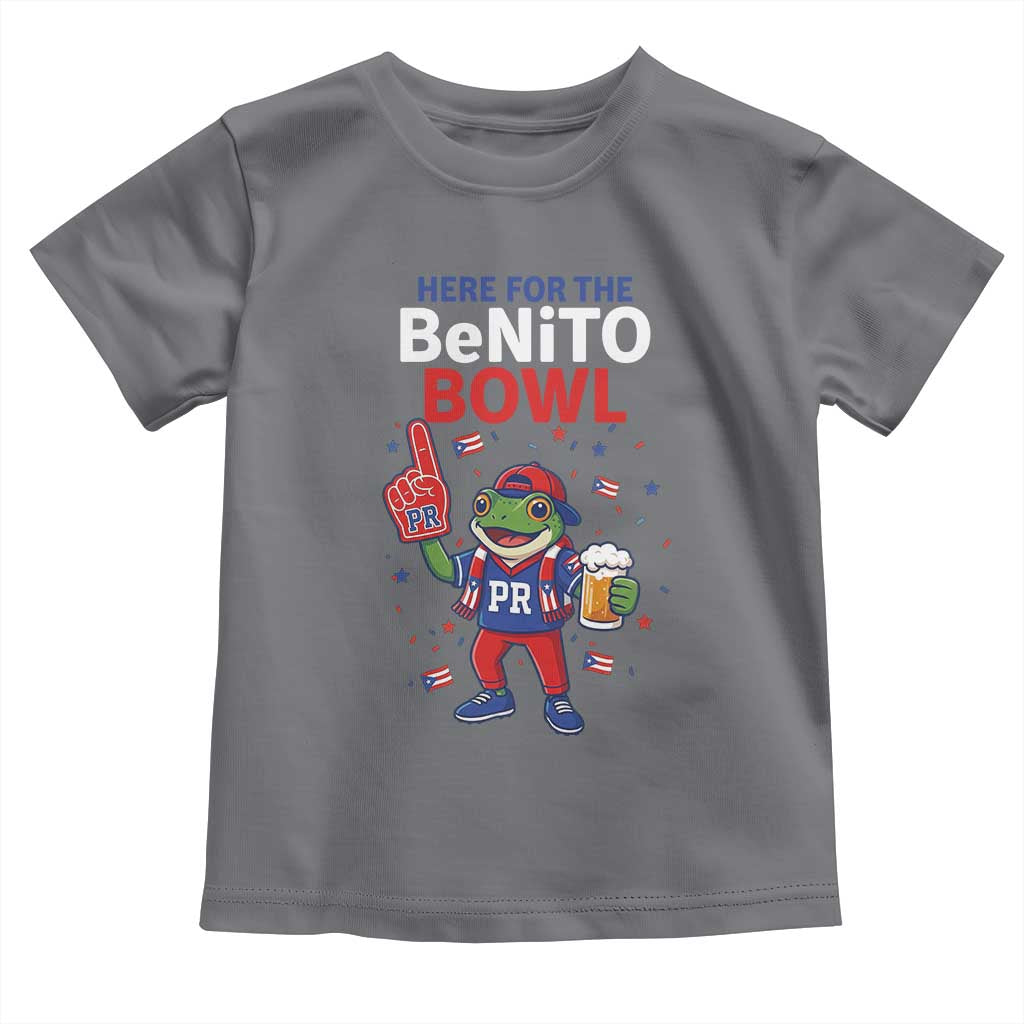 Funny Benito Bowl Puerto Rican Football Toddler T Shirt Coquí Frog Music Fan with Beer and Foam Finger TS02 Charcoal Print Your Wear