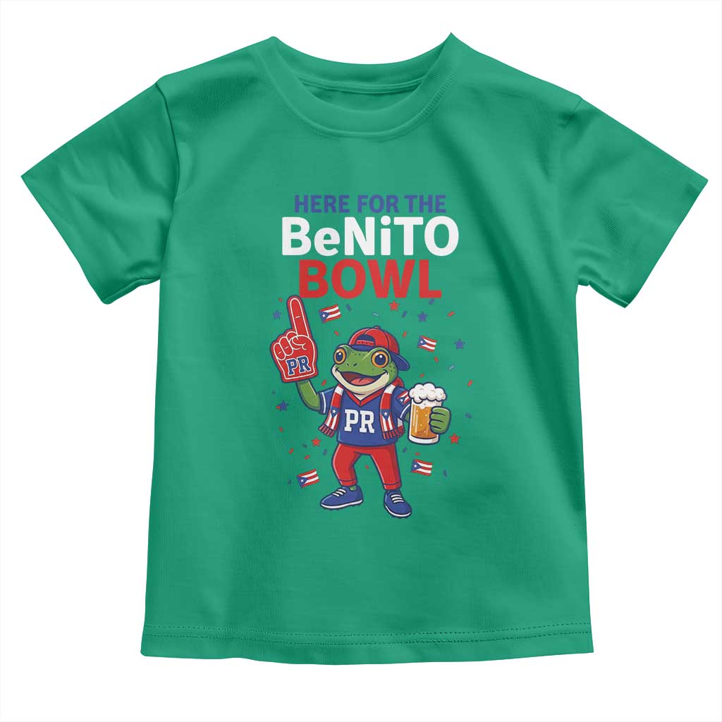 Funny Benito Bowl Puerto Rican Football Toddler T Shirt Coquí Frog Music Fan with Beer and Foam Finger TS02 Irish Green Print Your Wear